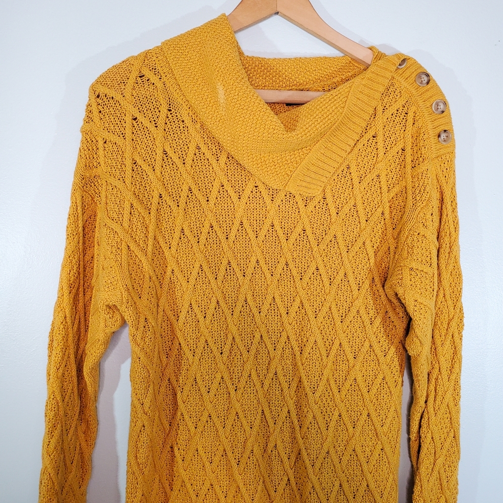 Jeanne Pierre Yellow Knit Sweater Dress M